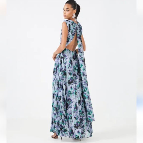 BCBGMaxAzria Stark Floral Print Gown Pleated Blue Florals NWT Size 8 - Picture 12 of 12